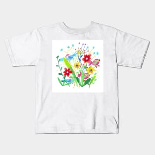 Flowers and bird Kids T-Shirt